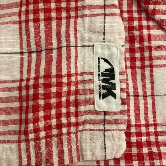 Mountain Khakis Red Plaid Button Up Shirt Mens Size Large Cotton Short Sleeves - Picture 9 of 12